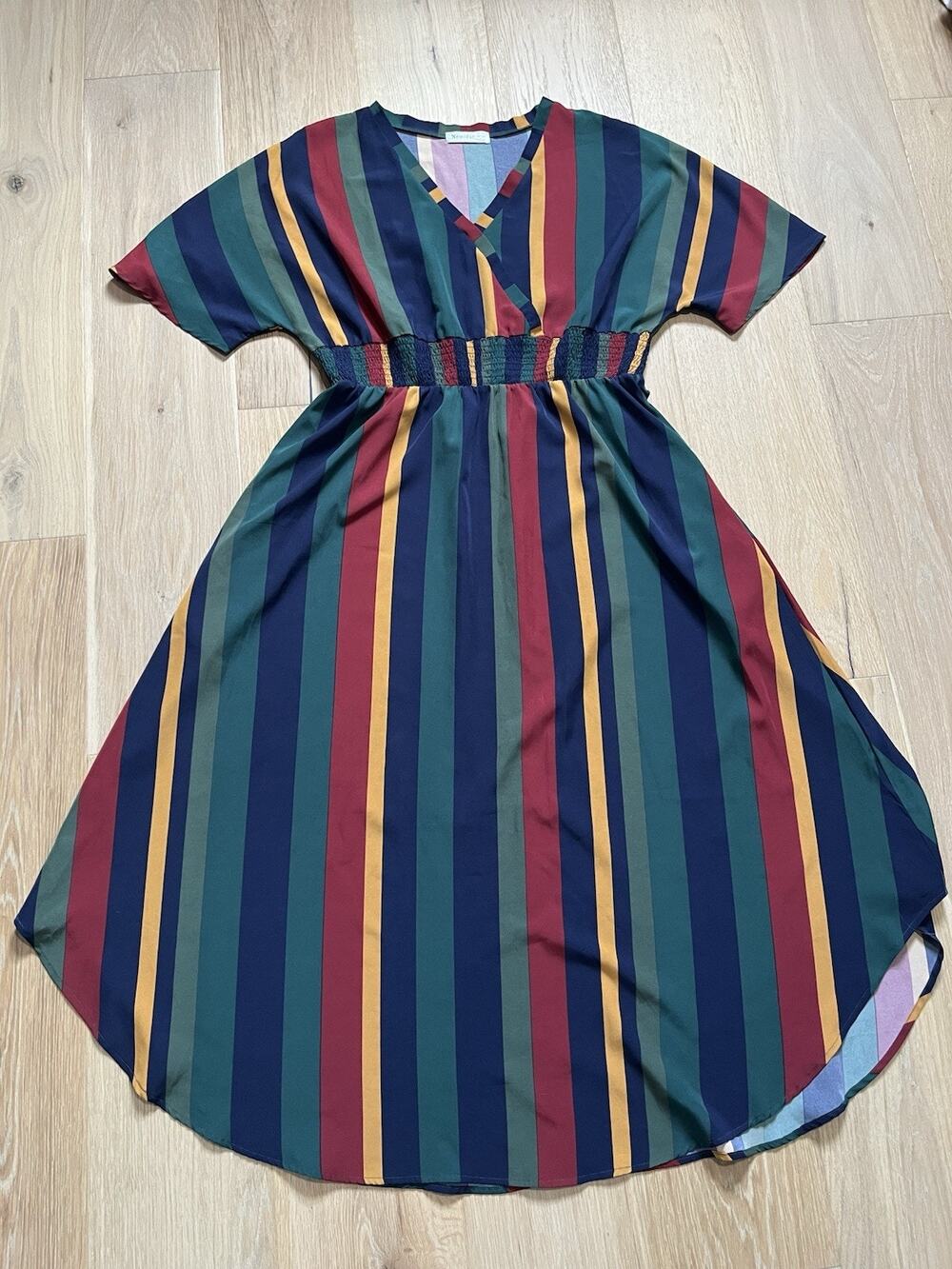 Nemidor Women’s Plus Size Boho Print V Neck Flared Maxi Dress Pockets Size 18